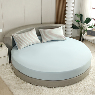 全棉圆床床笠单件纯棉圆形床单床罩宾馆床垫保护套纯色2米2.2