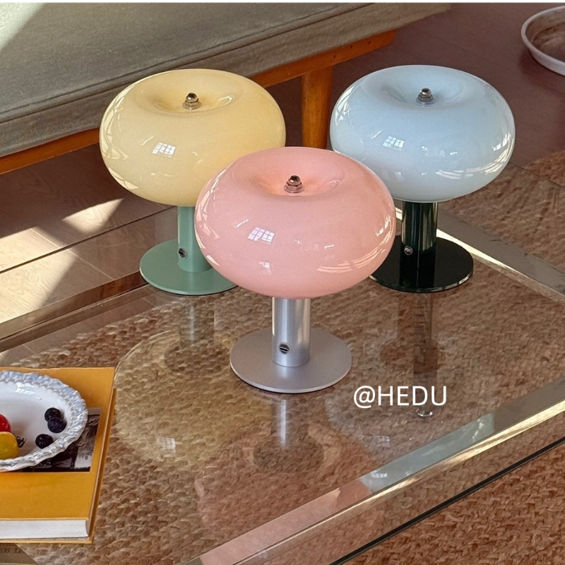 奶油多巴胺马卡龙玻璃罩触摸台灯图片