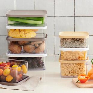 韩国ROICHEN透明保鲜盒可叠放长方形保鲜容器冰箱保鲜盒子