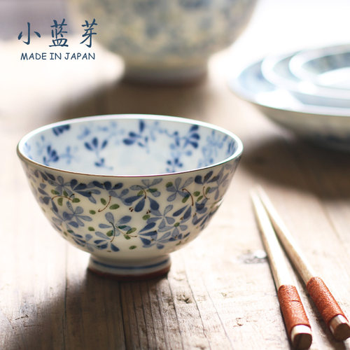 日本进口陶瓷米饭碗汤碗沙拉碗日式面碗日式餐厅餐具小蓝芽系列-封面