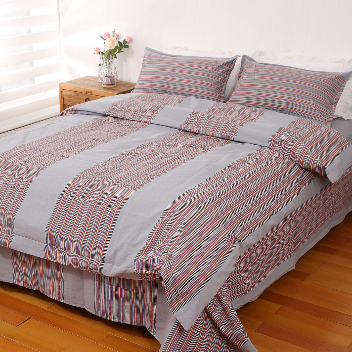 纯棉老粗布床单单双人被套三件套