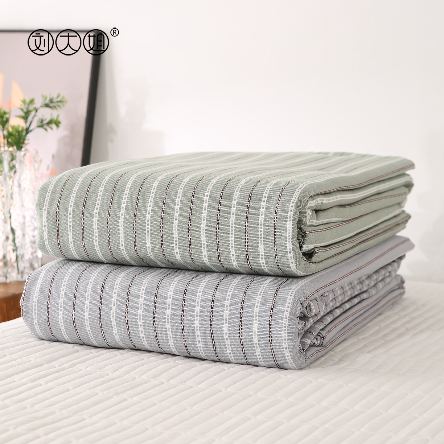 复古简约风纯棉老粗布床单四件套