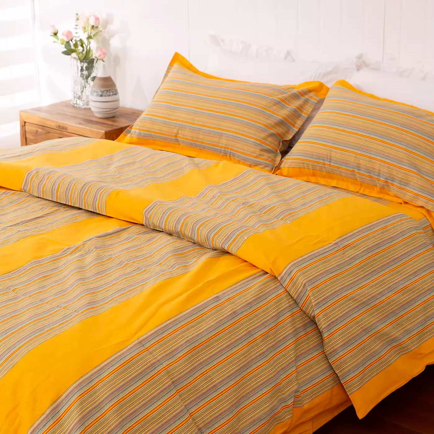 纯棉老粗布床单单双人被套三件套