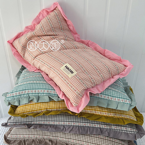 纯棉花边荞麦壳枕头成人儿童枕芯