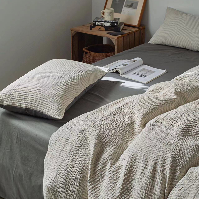 提花全棉肌理四件套新款日系侘寂