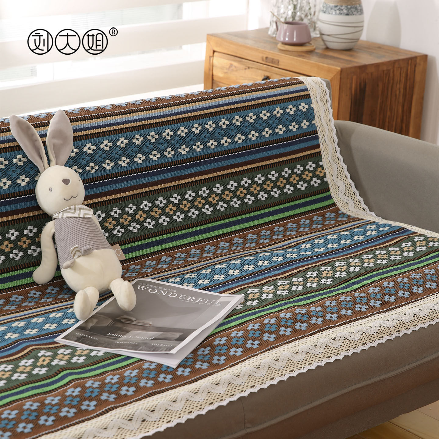 新款棉麻提花沙发巾精致包边沙发垫优雅花边沙发巾加厚简约四季款,居家布艺,沙发垫,淘宝优惠券,粉丝福利购,淘宝优惠卷