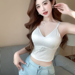 流苏纯欲性感吊带背心女外穿夏季带胸垫美背上镜女装主播新款上衣