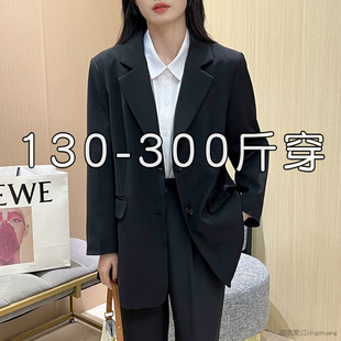 春秋款二件套休闲正装西服外套大码女胖mm黑色高级感职业西装套装