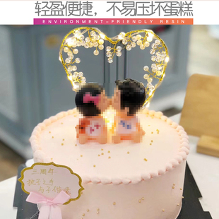 带磁铁男女亲嘴情侣公仔家居办公室摆件求结婚礼节庆烘焙蛋糕饰品