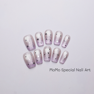 显白美甲成品网红爆款 指甲贴片星星 高级纯手工穿戴甲短款 2026新款