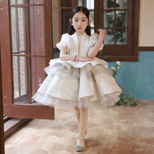 女童生日公主裙高端2025春秋儿童礼服走秀钢琴演出服气质10岁洋气