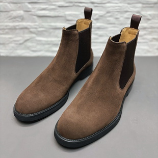 靴子 翻毛皮圆头真皮英伦男士 墙推 意大利切尔西男靴短靴秋冬新款