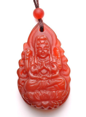 红玉髓千手观音守护神生肖鼠吊坠