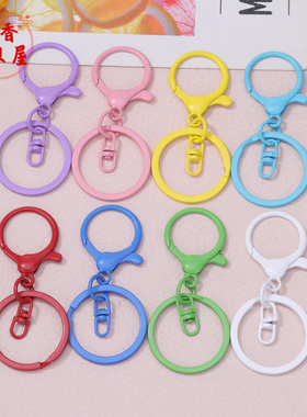 彩色合金龙虾扣钥匙圈三件套  8字扣钥匙扣挂件车挂背包装饰材料