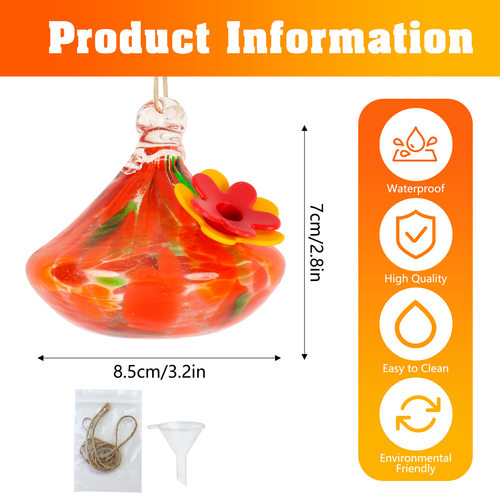 Hummingbird feeder风铃喂鸟器户外悬挂花园水滴形蜂鸟喂食器