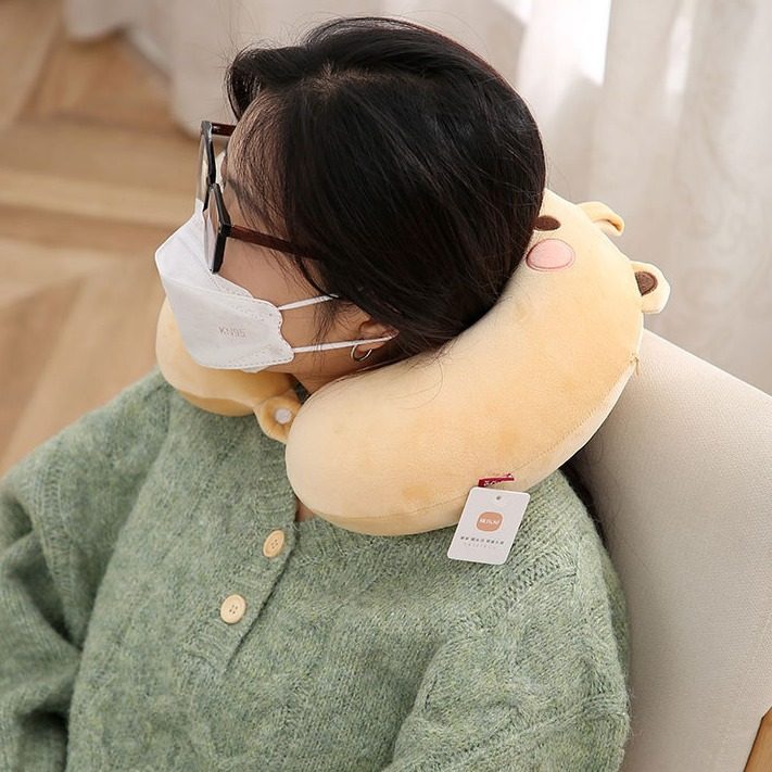 康乐屋记忆棉u型枕腰靠午睡枕套装 卡通动物可爱颈枕靠腰趴睡枕