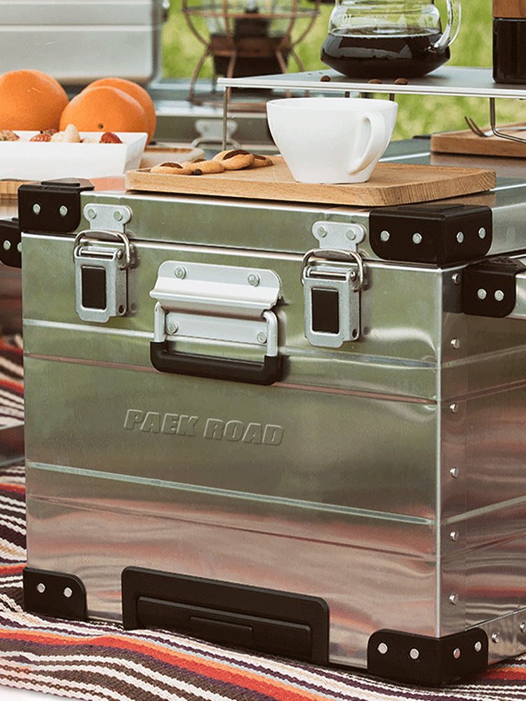 COOLMAI 브랜드 산 꼭대기 도로 야외 캠핑 플립 테이블 접이식 알루미늄-마그네슘 합금 보관함 차량 장비 트롤리 케이스