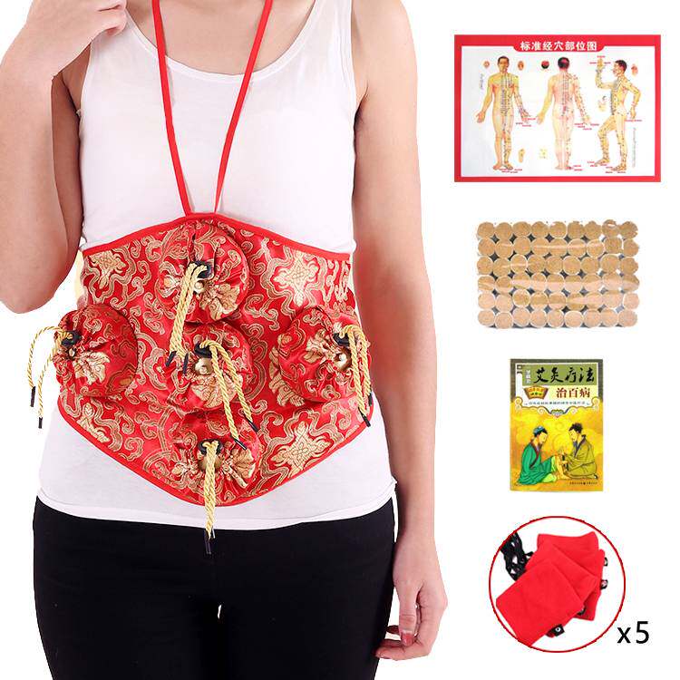 腹部五联艾灸盒家用无烟随身灸 滤烟温灸器 暖宫驱寒护肠胃送艾柱