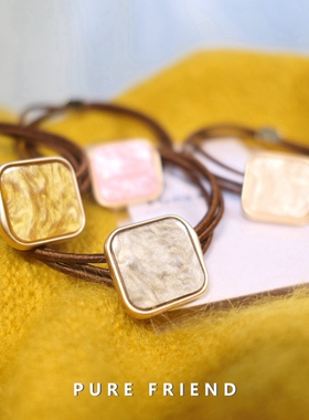 PureFriend 几何果冻 轻奢方形流沙金属质感气质发圈皮筋头绳头饰