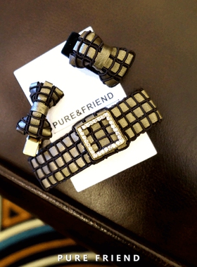 PureFriend花边蝴蝶结亲子成人妈妈儿童小宝宝气质镶钻流海夹促销