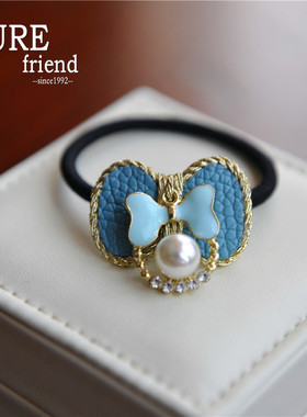 满58包邮】PureFriend饰品米妮蝴蝶结珍珠糖果色发圈皮筋发饰头花