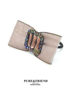 满58包邮】正品PureFriend 绢纱异域紫色系蝴蝶结发圈皮筋发饰