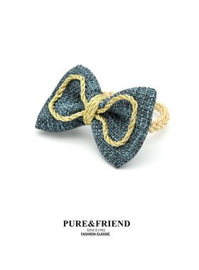 满58包邮PURE FRIEND正品蓝色梦境蝴蝶结皮筋 镶边可爱头发饰发圈