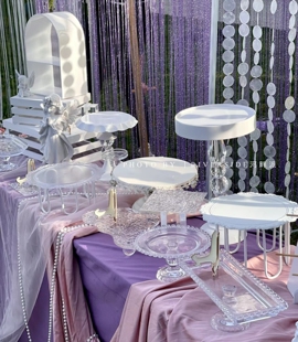 莫兰迪色系蛋糕盘 创意甜品台蛋糕架 冷餐茶歇糕点架下午茶点心盘