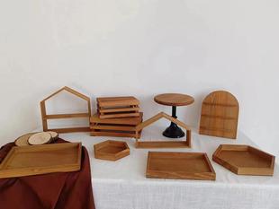 浅咖色系甜品台架子展示架摆台摆件茶歇中式架子寿宴宝宝宴摆台