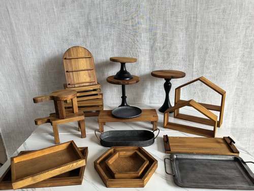 甜品台展示架户外森系婚礼点心盘原木复古托盘面包拍摄道具摆件