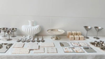 老钱风甜品台银色侘寂展示架秩序美拉德色系婚礼甜品架子托盘