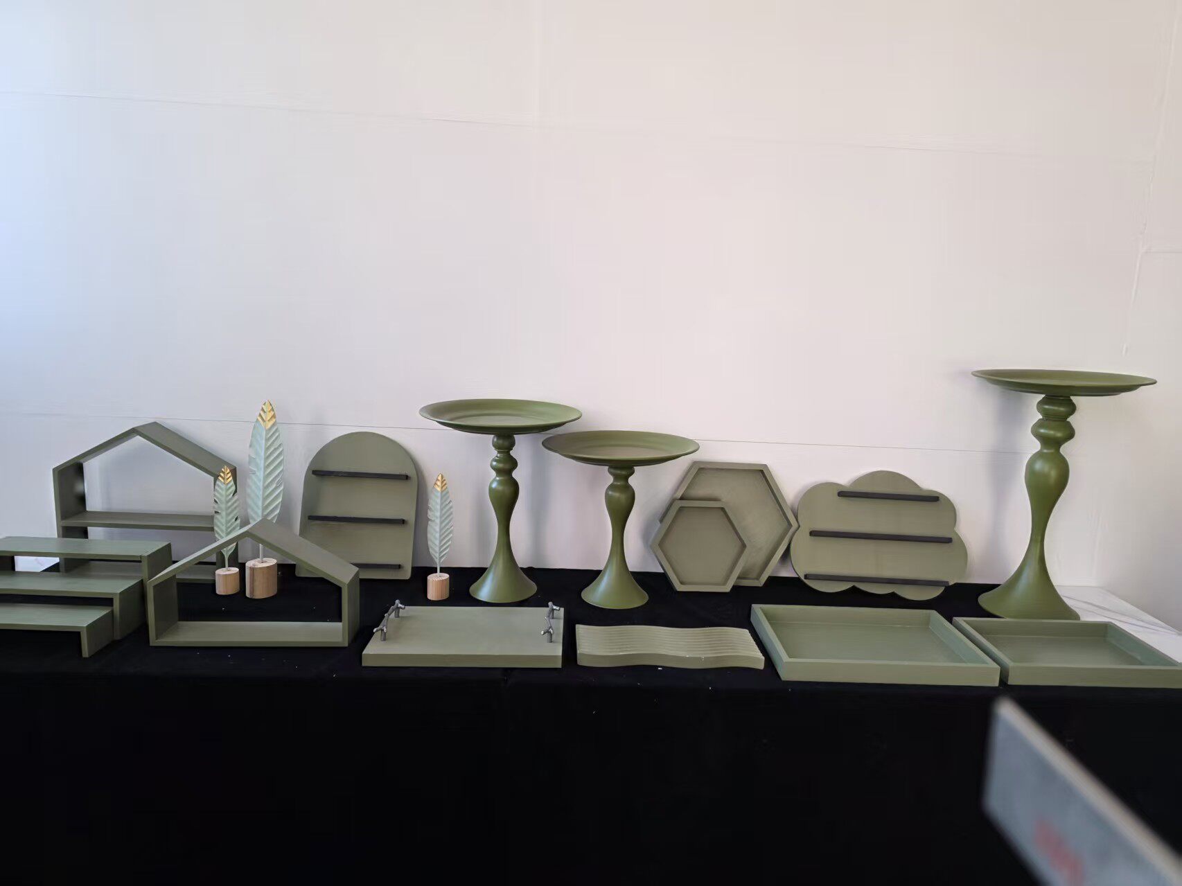 墨绿色蛋糕架组合婚庆甜品台托盘铁艺点心架轻奢茶歇架小清新摆台