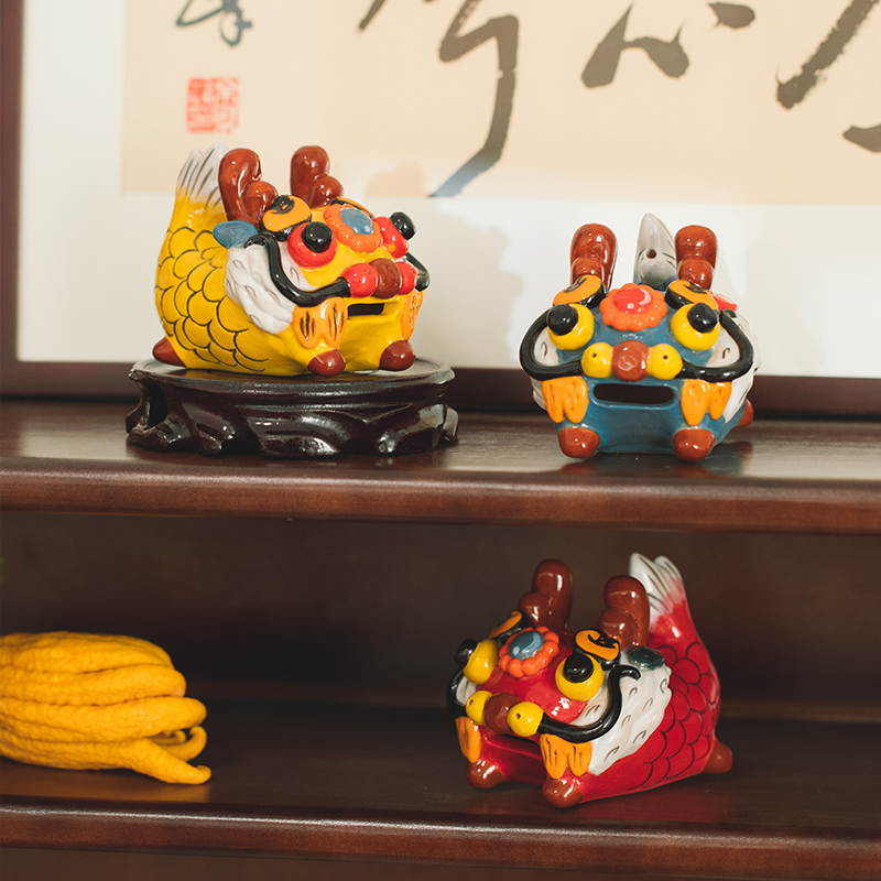 化鱼成龙心想事成陶瓷香炉摆件