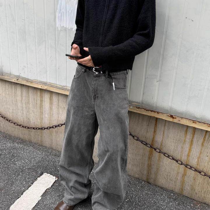Legacy风格 VAST CUT水泥灰水洗做旧通勤百搭复古直筒男女牛仔裤
