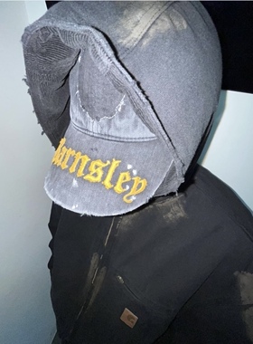 Martine rose水洗泼墨做旧破坏刺绣复古男女鸭舌帽弯檐棒球帽子潮