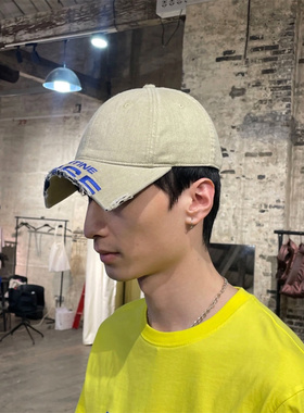 Martine Rose断檐刺绣水洗做旧棒球帽圆顶磨破鸭舌帽男女款南韩潮