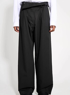 KIKO KOSTADINOV 不规则腰休闲直筒中高腰通勤铆钉松紧扣西裤长裤