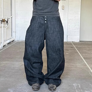 Nofaith Studios日产红边赤耳排口原色牛弯刀立体宽松牛仔裤baggy