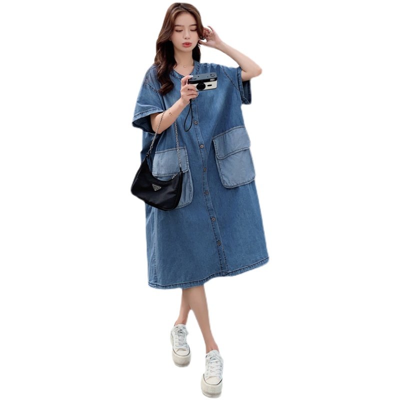 【】超薄牛仔面料2XL大码牛仔连衣裙22107-P115-K168,女装连衣裙,乔安迪