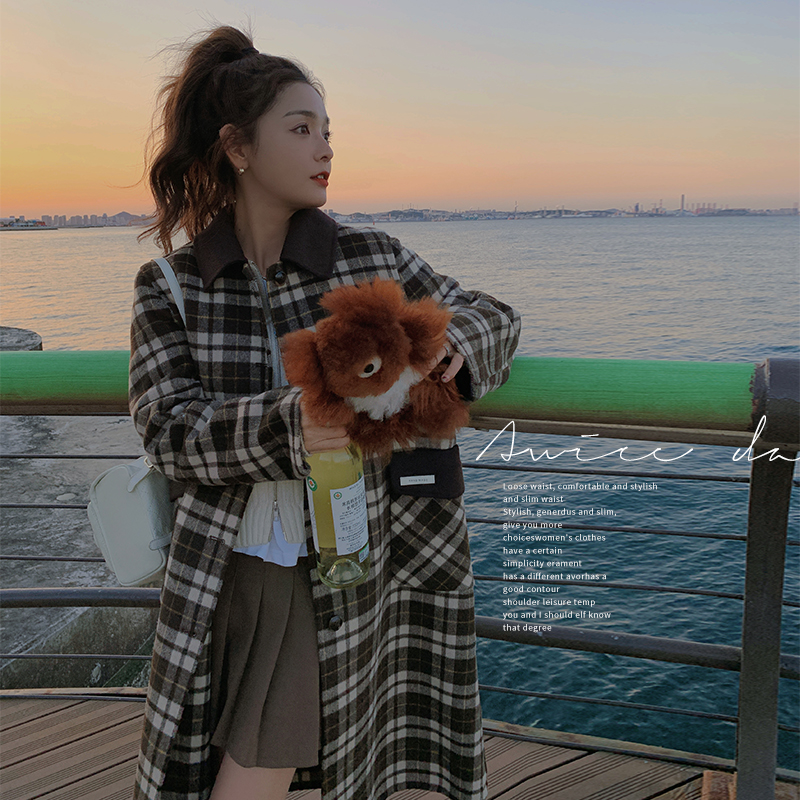 【新款】在做货不起球英伦风格子毛呢外套P175-K268，女装毛呢外套，乔安迪