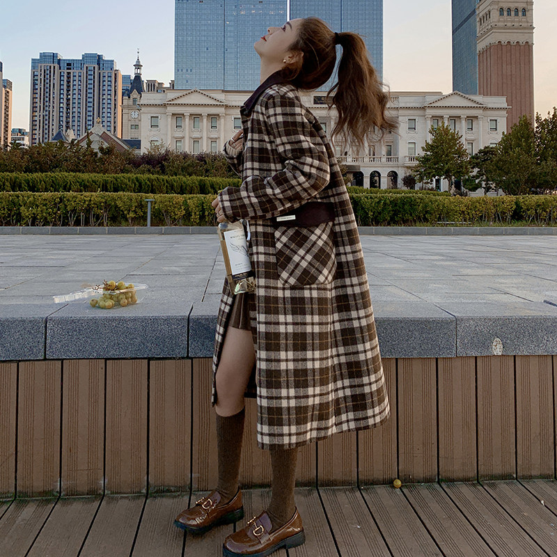 【新款】面料不起球英伦风格子毛呢外套P175-K268,女装毛呢外套,乔安迪