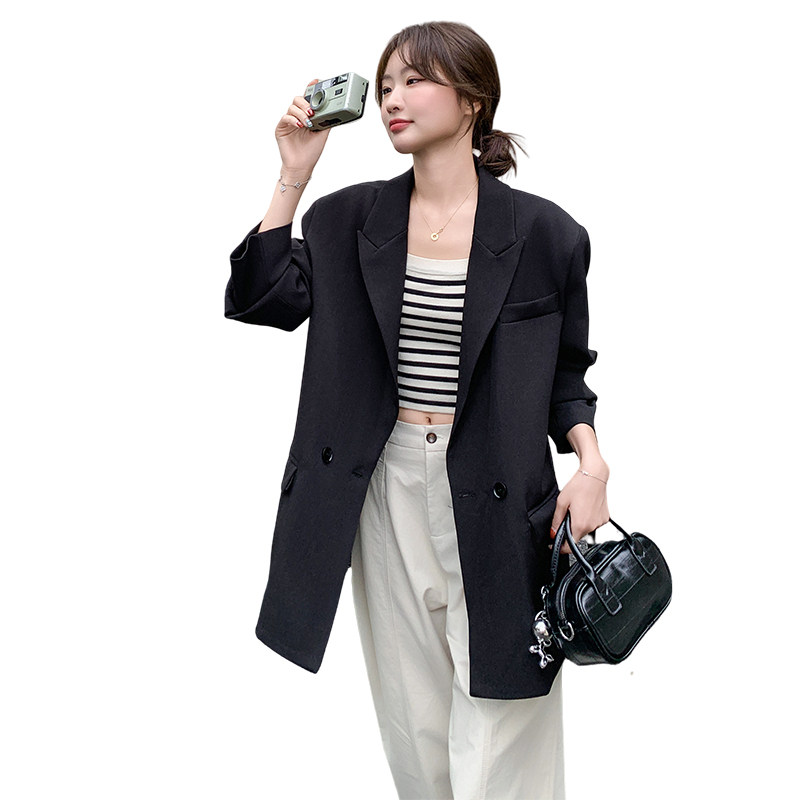 B126-5823-P140K208后背纽扣设计黑色西装外套,女装衬衫,乔安迪