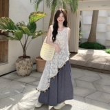设计感背心罩衫阔腿裤套装女夏2025新款绝美松弛感上衣长裤两件套，女装套装/套裙，乔安迪