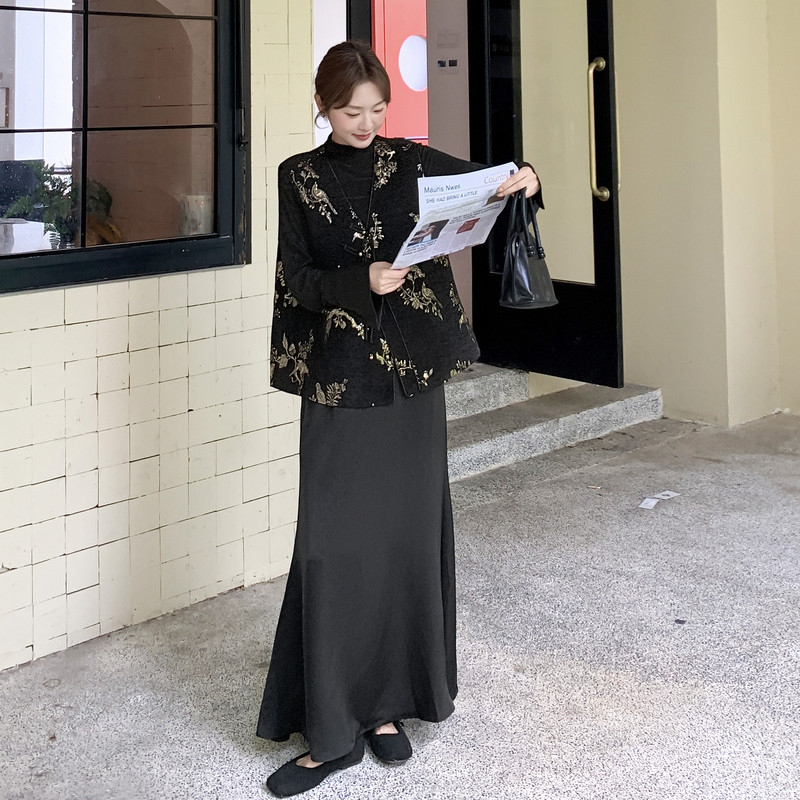 【新款数据好】现货T102-P195K288三件套，浮雕马甲+上衣+半身裙,女装套装/套裙,乔安迪