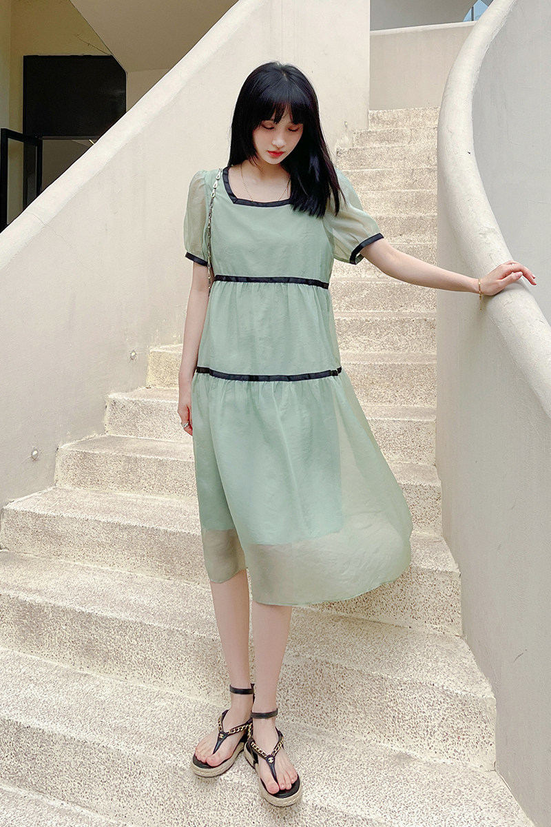 【新品现货】一夏的清凉方领连衣裙2273-P105-K158,女装连衣裙,乔安迪