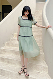 【新品现货】一夏的清凉方领连衣裙2273-P105-K158，女装连衣裙，乔安迪