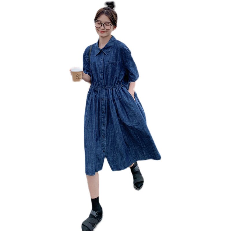 【新品】薄款学院风定制面料牛仔连衣裙22106-P120-K168,女装连衣裙,乔安迪