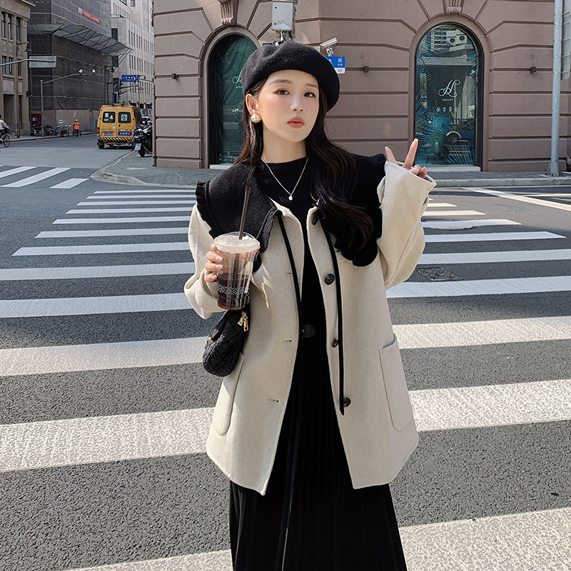 【22冬】现货娃娃领双面呢大衣浙宝126-8667-P255-K358,女装毛呢外套,乔安迪