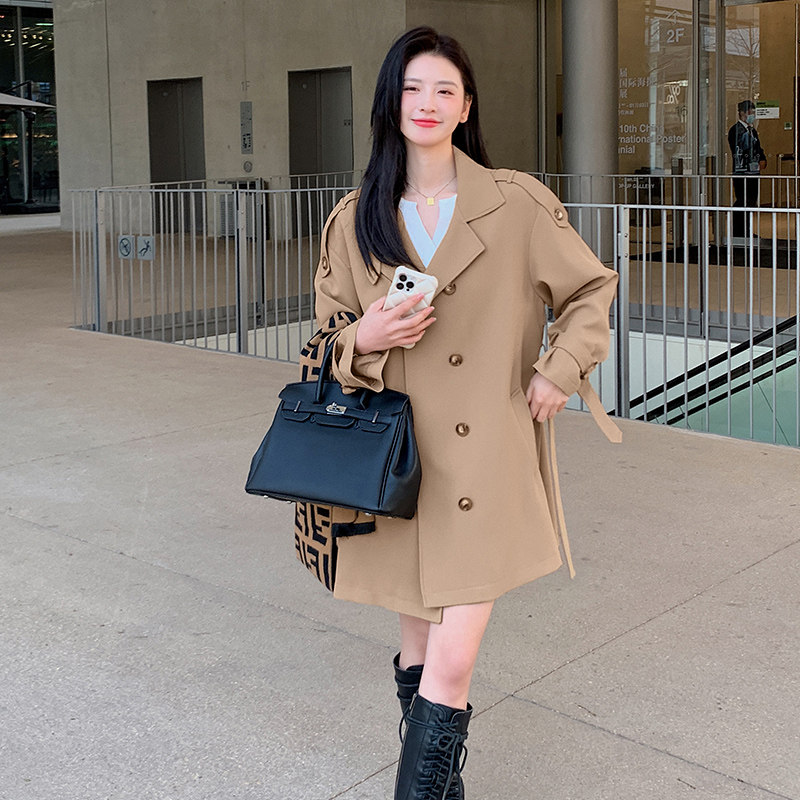 【2022春款】5号出货爆版两色中长款风衣22012-P135-K188+，女装风衣，乔安迪