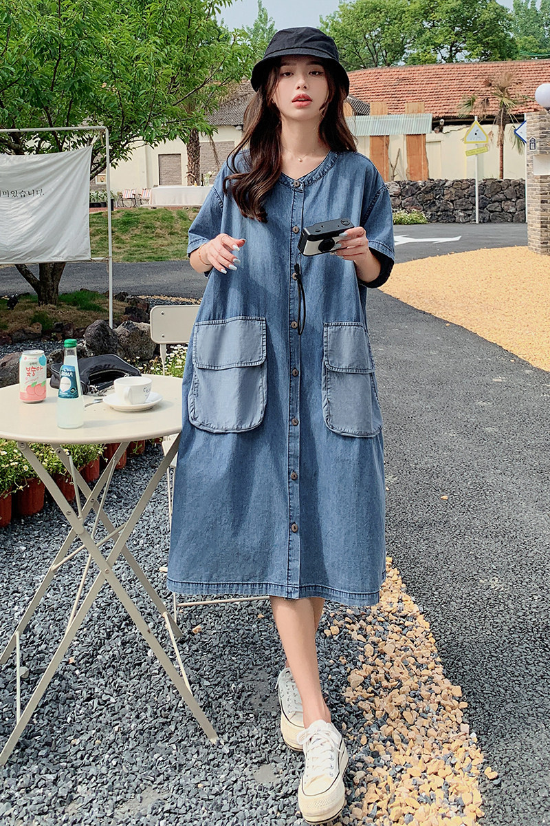 【】超薄牛仔面料2XL大码牛仔连衣裙22107-P115-K168,女装连衣裙,乔安迪